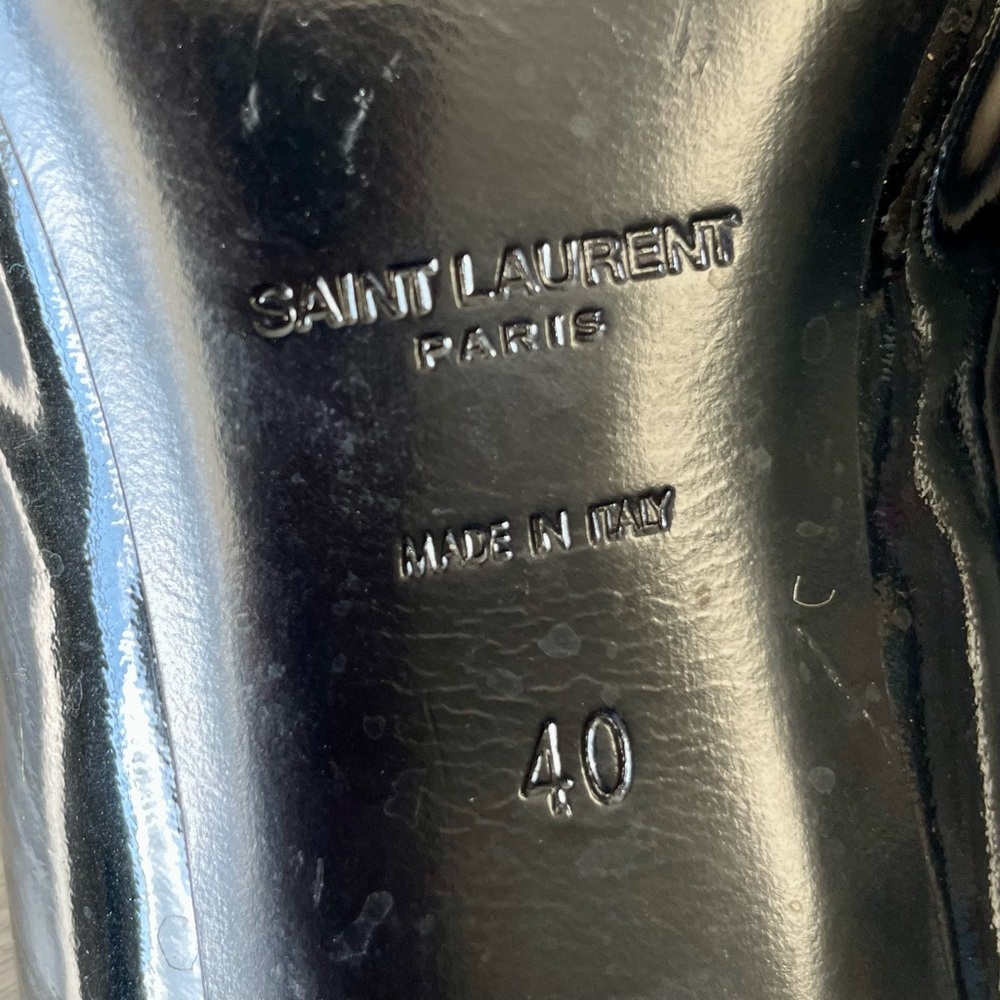 Yves Saint Laurent YSL Black Italian Patent Leather Bow Kitten Heel Size 40 - Picture 13 of 14
